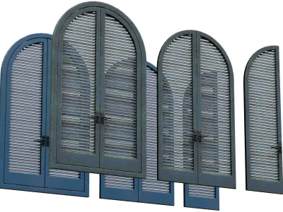 Louvered Painted Door game ready asset Low-poly 3D model