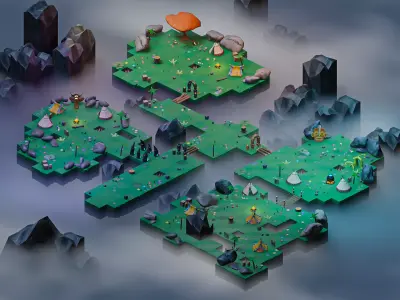 Stylized Top Down Game Pack Low-poly 3D model