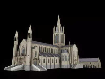 3D Church Building Low-poly 3D model