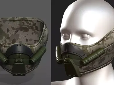 Gas mask respirator scifi futuristic 3d  Low-poly 3D model