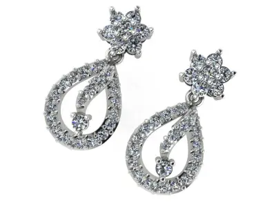 light Wight white gold diamond Earring-Nk-76ER 3D print model