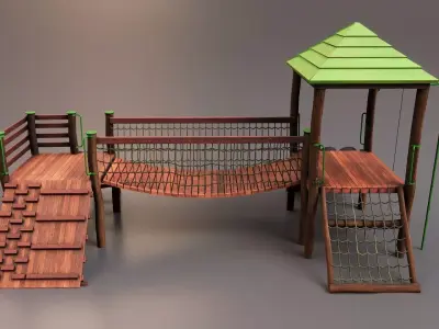 Realistic Outdoor Childrens Playground Set 3D 3D model