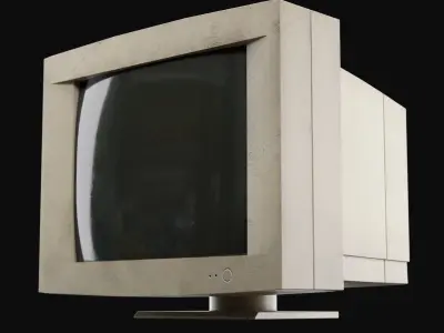 Vintage Monitor 80s Low-poly 3D model