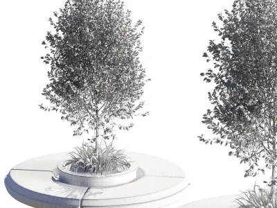 Bench with Plants - Urban Furniture 06 3D model