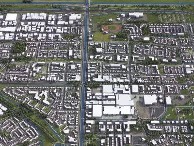 Haarlemmermeer - 3D City Model Low-poly 3D model