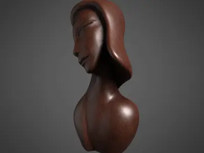 African Wood Statue 3D model