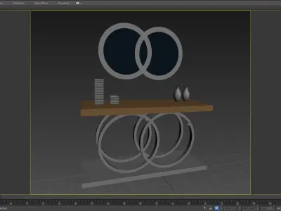 3D CONSOLE MODEL 3D model modern table with two circular mirrors 3D model