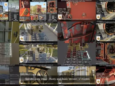 Spindle Gate Valve - Rusty and Basic Version 3D Model Pack