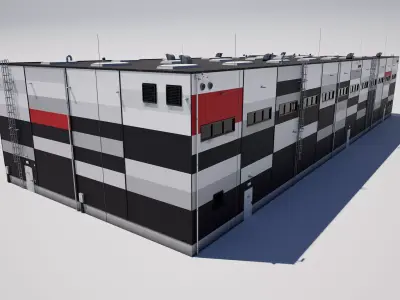  Industrial Warehouse Building Low-poly 3D model