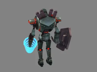 Cartoon Sci-fi robot Low-poly 3D model