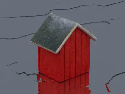 Red birdhouse Low-poly 3D model