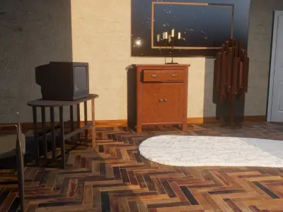Vintage Interior 3D Scene Low-poly 3D model