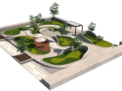 Island Beds Garden Park 3D Low-poly 3D model