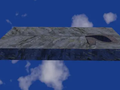 Stone wall with window in Chinese text shape Low-poly 3D model