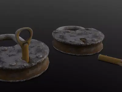 Rusted Lock and Key 3D Model Low-poly 3D model