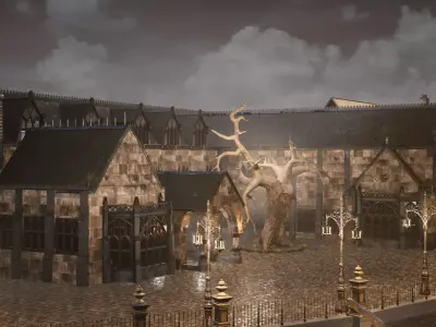 Bloodborne style Victoran Building Low-poly 3D model