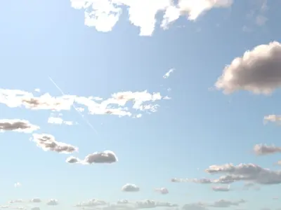 Sunny Cloudy Sky With Contrails 3D model