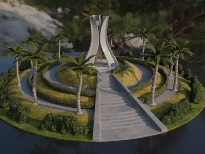 Algeria Martyrs Memorial Low-poly 3D model