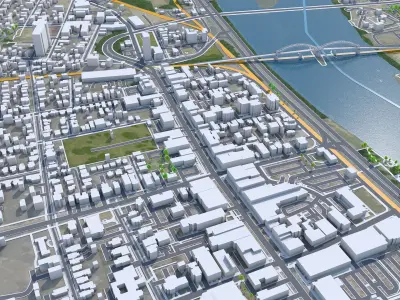 Middletown Connecticut USA 15km Low-poly 3D model