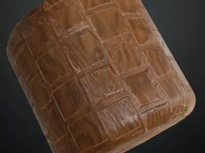 Rough-Texture Glossy Wood Block Parquet PBR Texture