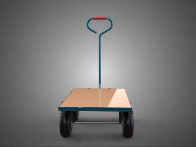 FLATBED PLATFORM HEAVY DUTY TROLLEY UTILITY CART WAGON TRUCK 4W 3D model