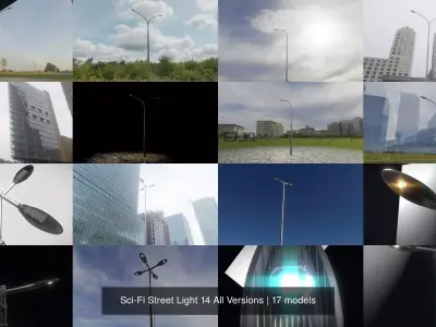 Sci-Fi Street Light 14 All Versions 3D Model Pack