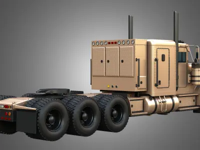 57P Semi Trucks - Heavy Haul Tri-Axle Trucks  2 in 1 3D Model Pack