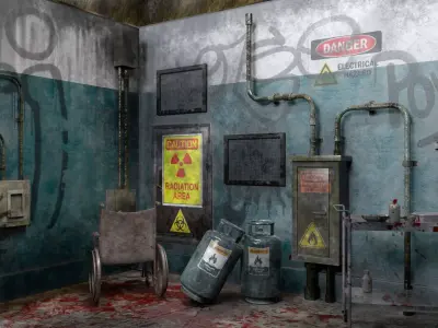 Old Hospital Room 3 Low-poly 3D model