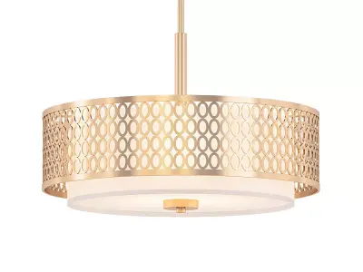 Ramond 3 light drum pendant in polished brass 3D model