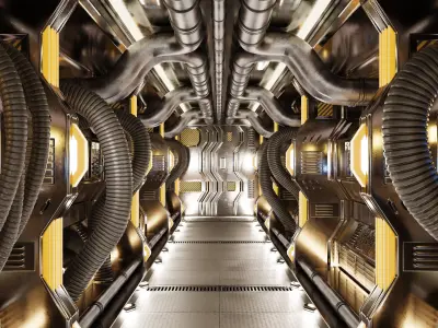 -Sci-fi Corridor Interior- 3D model
