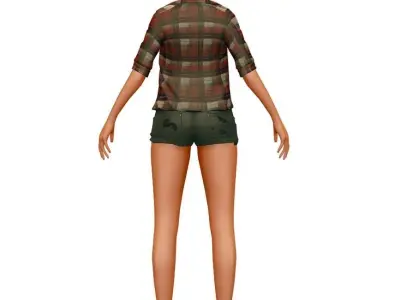 Cartoon High Poly Subdivision Cowgirl Short Low-poly 3D model