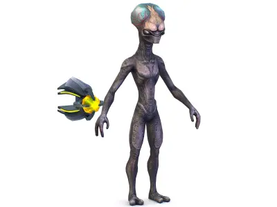 Grey Alien UFO Low-poly 3D model