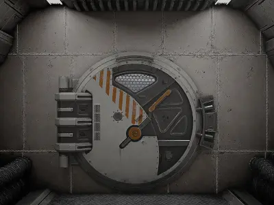 SciFi Bunker Door v5 Low-poly 3D model