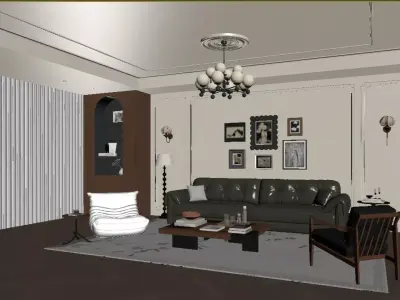 Vintage Light Luxury Living Room 3D model