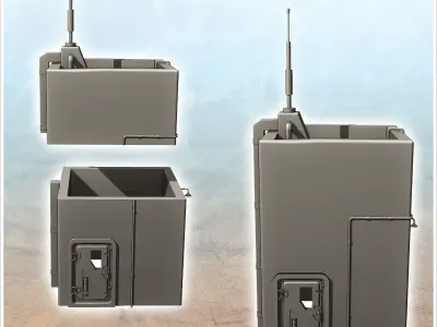 Square futuristic building with lampposts on the facade 16 - Fut 3D print model