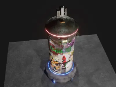 cyberpunk advertising colum Low-poly 3D model