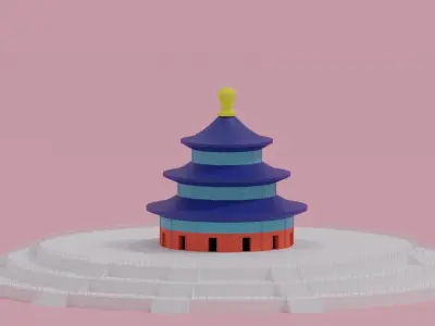 Cartoon Temple Of Heaven Beijing China 3D model