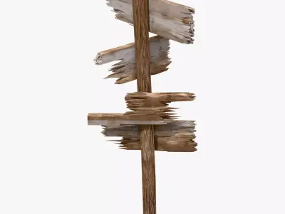 Old Wooden Directional Post M1 3D model