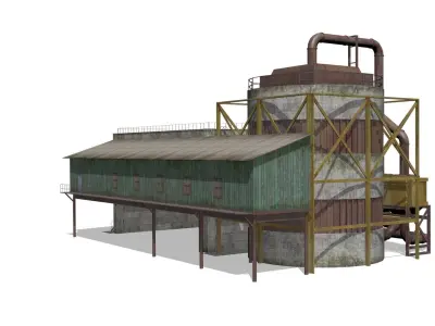  concrete building Low-poly 3D model