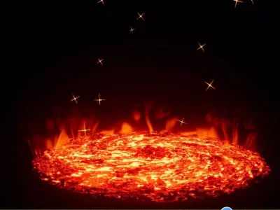 Unreal Engine 5 Lava Cave fire vfx animation Low-poly 3D model