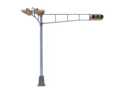 Street Light With Traffic Light 02 Low-poly 3D model
