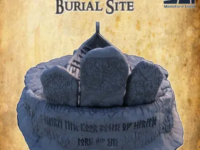 Viking Burial Site Tabletop Terrain 28MM  3D print model