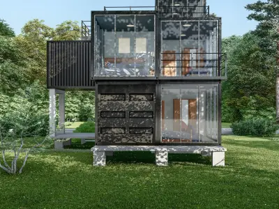 Fully Completed architectural shipping Container House 3D model