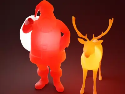 Santa and Reindeer Indirect Lighting 3D model