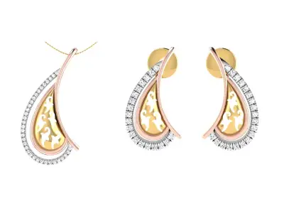 Women Pendant Earring Sets 3dm STL OBJ FBX Renders Details 3D print model get