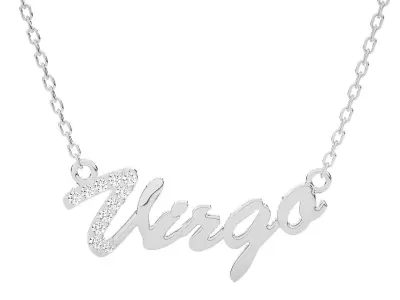 Virgo Zodiac Pendant Necklace 3dm stl render detail 3D print model