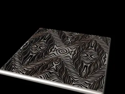 Tile with golden ornament 3D model