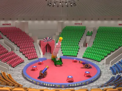  Performance Arena with Circus Artillery Props 