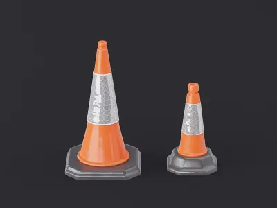 Traffic Cones 500 n 750 Orange 3D Model Pack