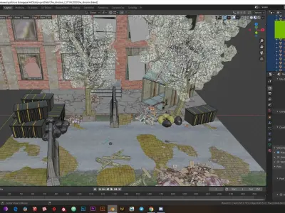 Low-poly abandoned city Low-poly 3D model